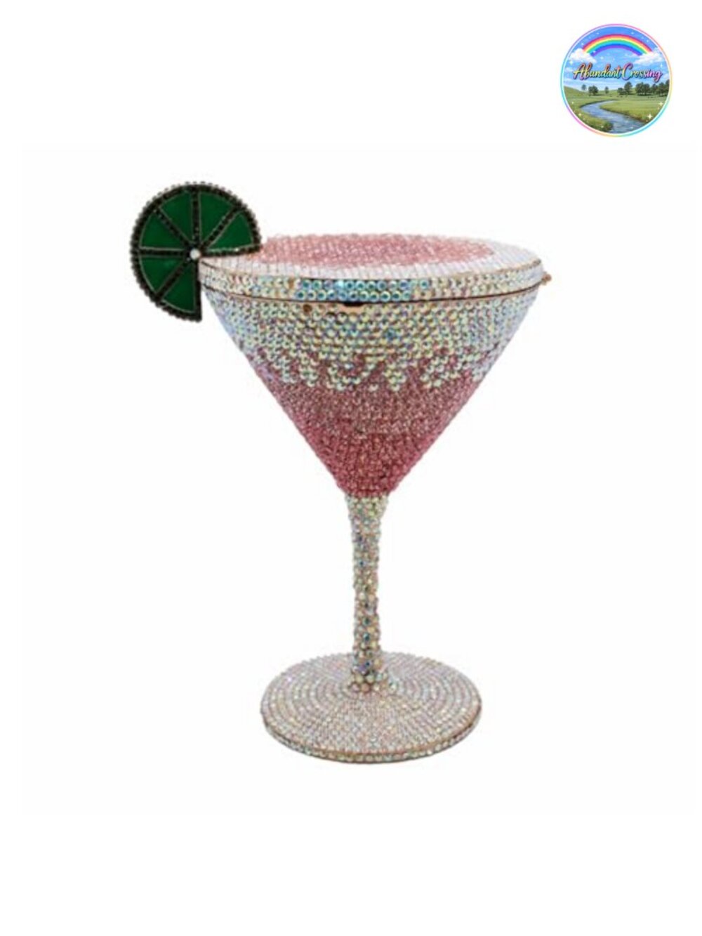 Rhinestone Cocktail Glass Clutch with Detachable Chain Evening Bag